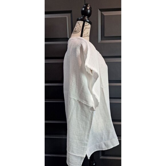 NWT Tahari Woman Sugar White Linen Pullover Blouse/Size 3X - Picture 6 of 11